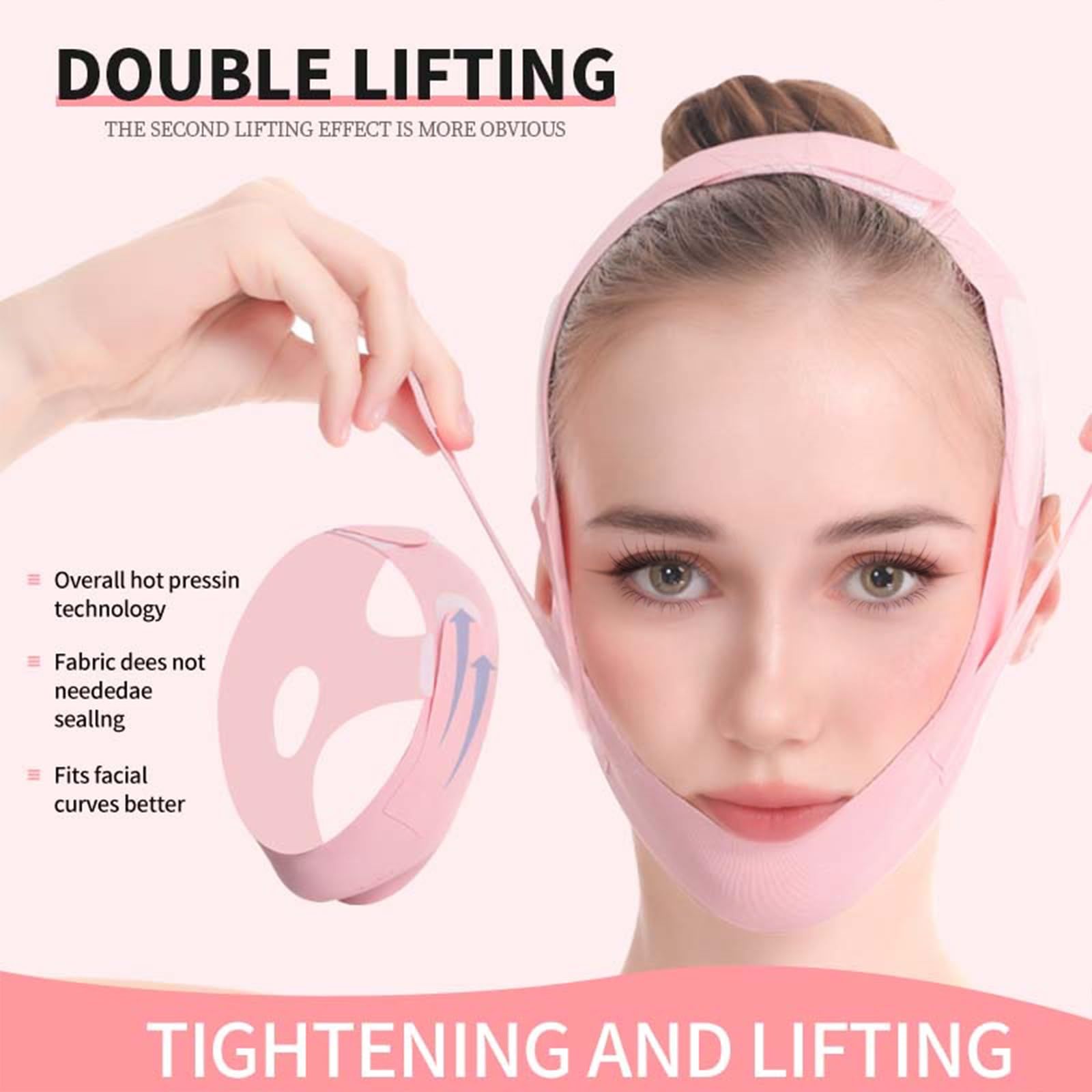 Reusable V-Band Face Mask, Chin V-Line Mask, V-Line Mask for Women, Comfortable and Breathable Adjustable V-Line Mask（Pink） — image 2