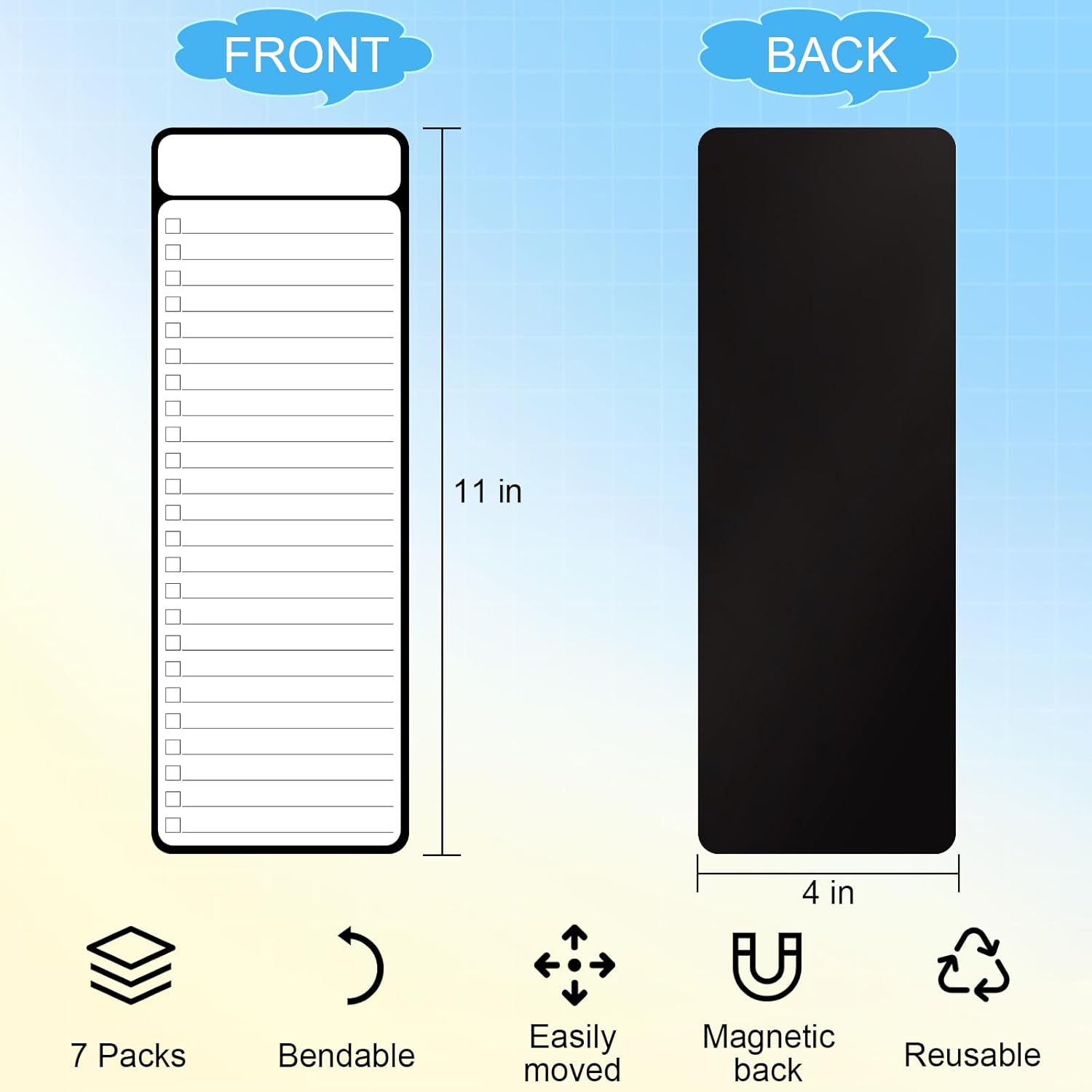 7-Piece Magnetic Dry Erase to-Do List White Board, 4'x11', Multifunctional Weekly Planner, Chore Chart, Planner for Refrigerator — image 2