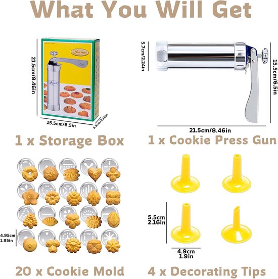 Cookie Press Set - With 20 Molding Plates & 4 Nozzles - For Making Cookies in Different Shapes — image 5