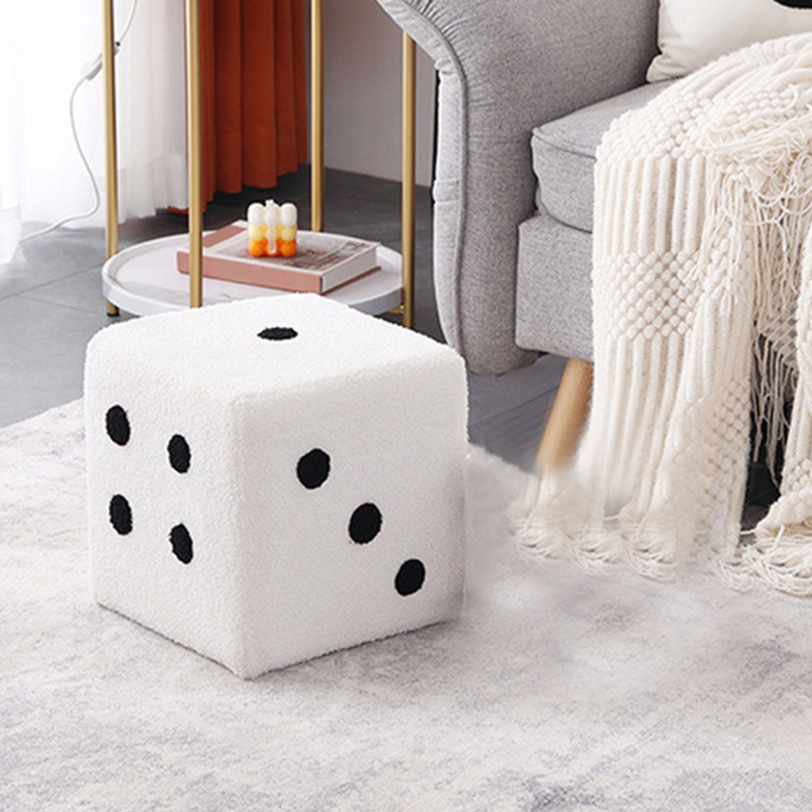 Foot Stool Soft Comfortable Simple Warm Sturdy Base Cube Stool for Home Living Room Bedroom White 20 × 20 × 20cm — image 5