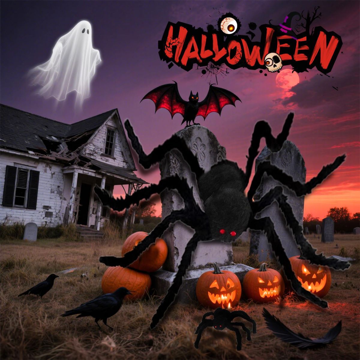 Giant Spider 6.6 Ft, 2M Halloween Decorations Fake Halloween Decor Spiders Large, Furry Spiders for Outdoor Indoor Yard Home Costumes Party House Décor - Black — image 4