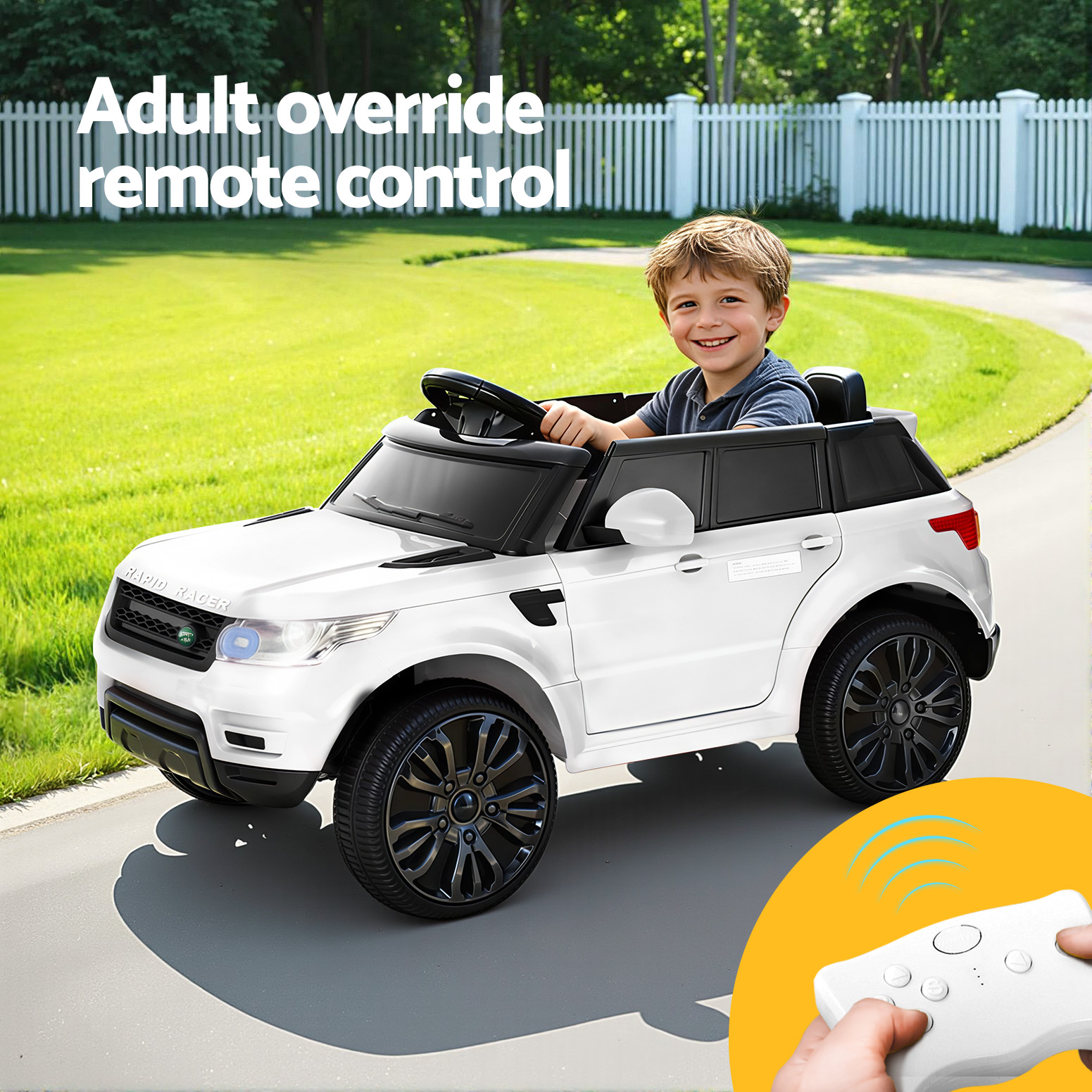 Rigo Kids Electric Ride On Car SUV Range Rover-inspired Cars Remote 12V White โ image 6
