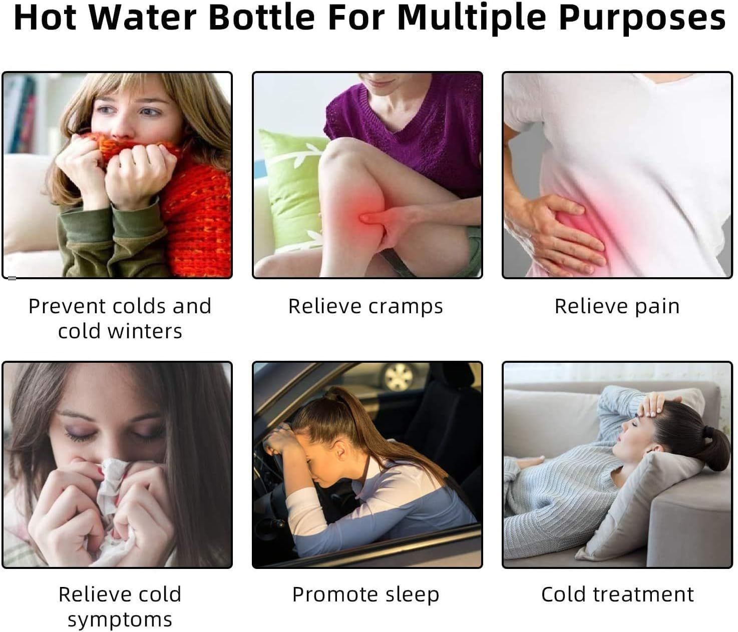Hot Water Bottle Rubber with Soft Cover(2 Liter) Classic Hot Water Bag for Pain Relief, Neck, Shoulders and Knee, Feet Warmer โ image 4