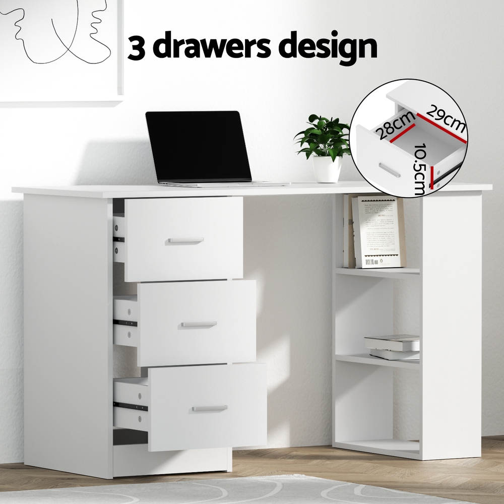 Artiss Computer Desk 120cm Executive Office Chair Set PU Leather High Back White โ image 4