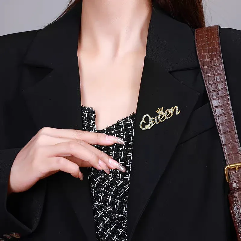 Rhinestone Queen Crown Brooch Alloy Pin Silver Gold for Clothing Accessories - Silver — image 4