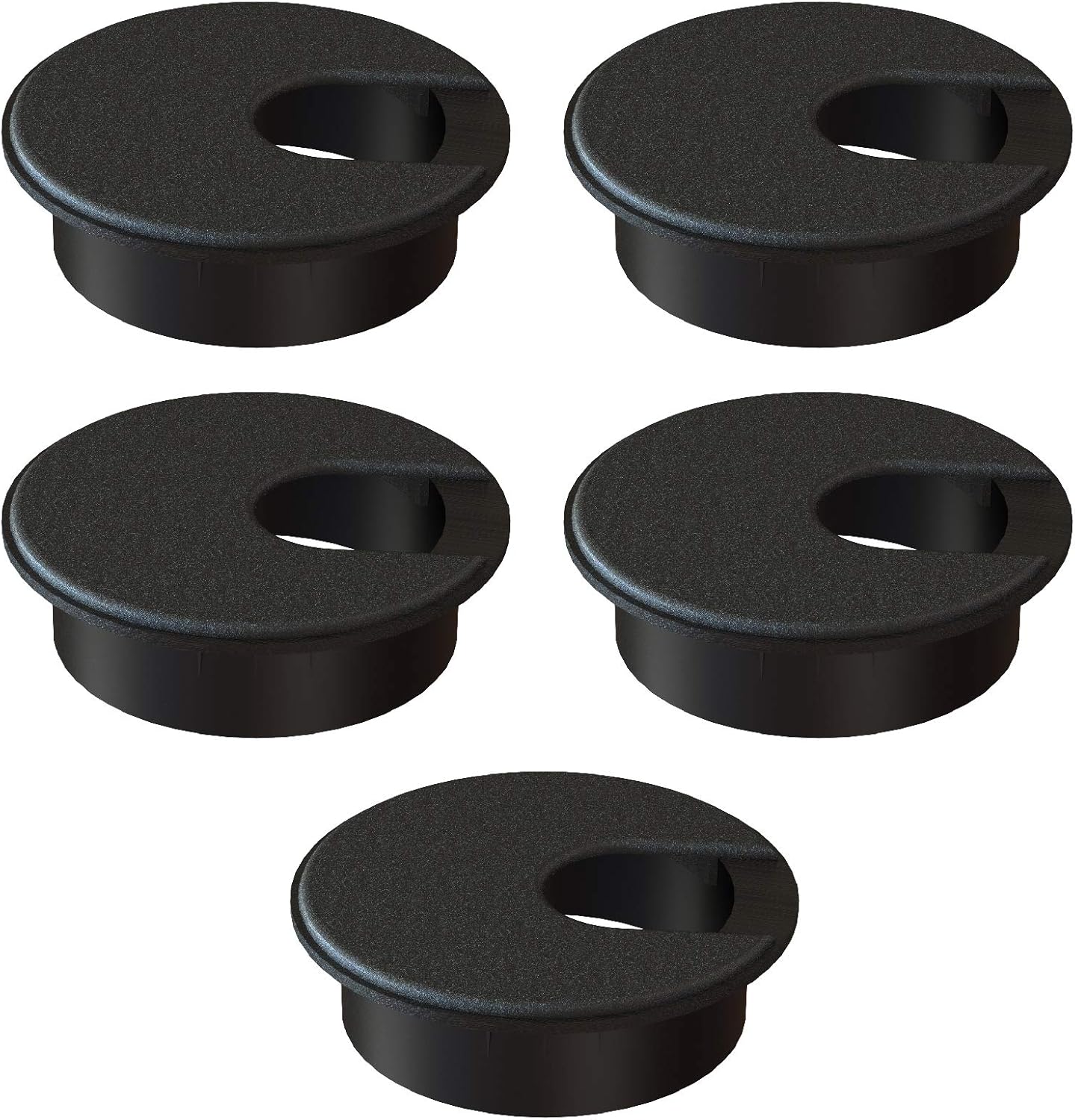 Desk Grommet 2 Inch (50 mm) Pack of 5-Black ABS Plastic Cable Hole Cover to Arrange Wires & Cords Through Computer Table/Countertops