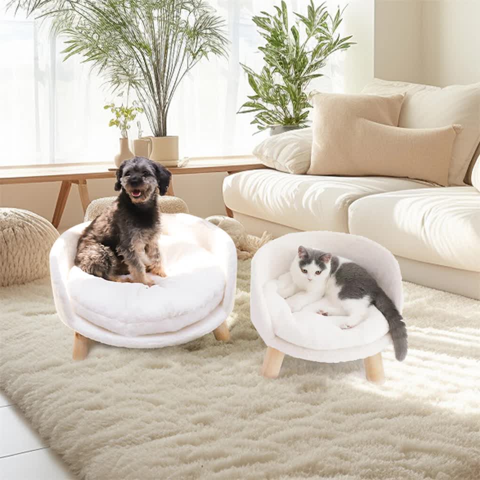 Pet Sofa Bed with Plush Cushion & Wooden Legs โ image 5