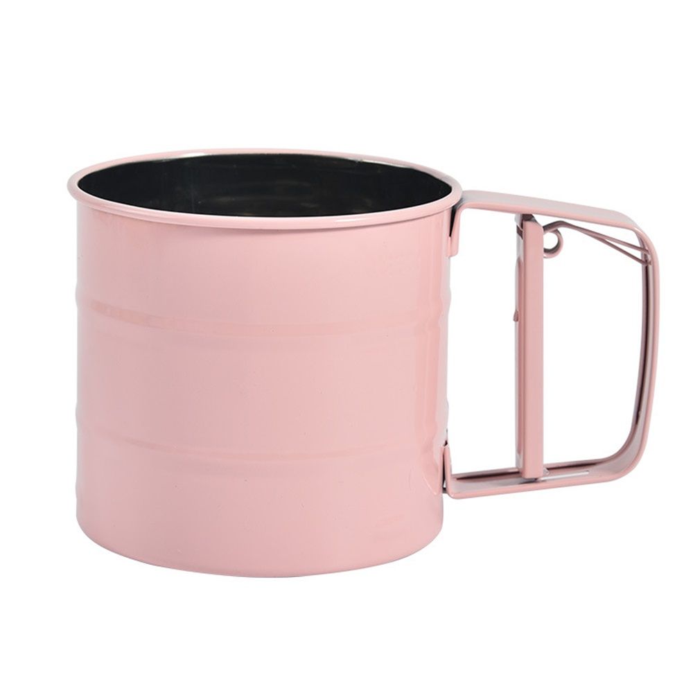 2 pack Flour sieve stainless steel material manufacturing,Coffee Sieve Cup,Semi Automatic Sifter for Baking | Fine Mesh Pastry Sieve Cup（Pink）