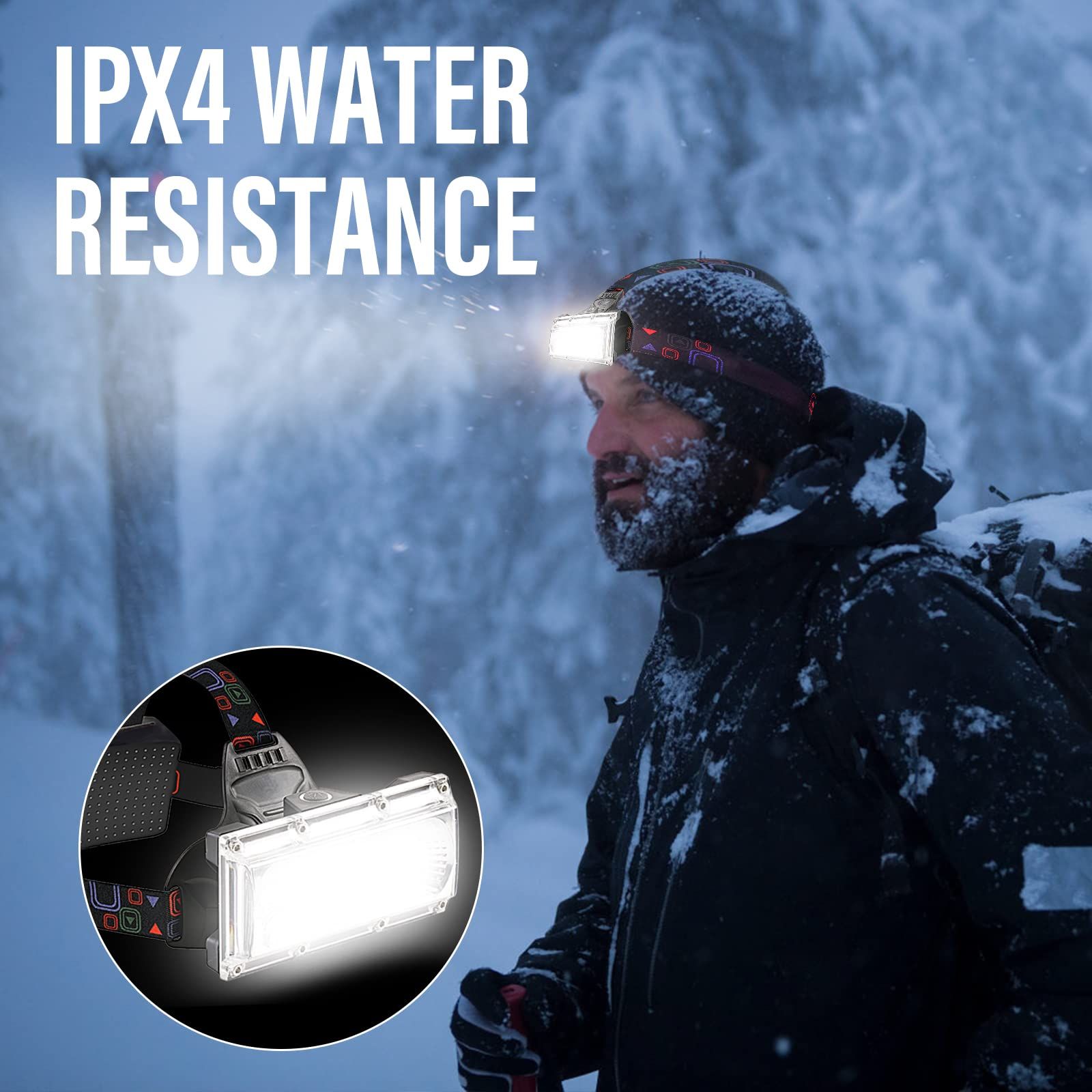 LED Headlamp Rechargeable Headlamp COB High Bright Headlight 3 Modes Adjustable IP65 Waterproof Work Light for Hard Hat — image 5