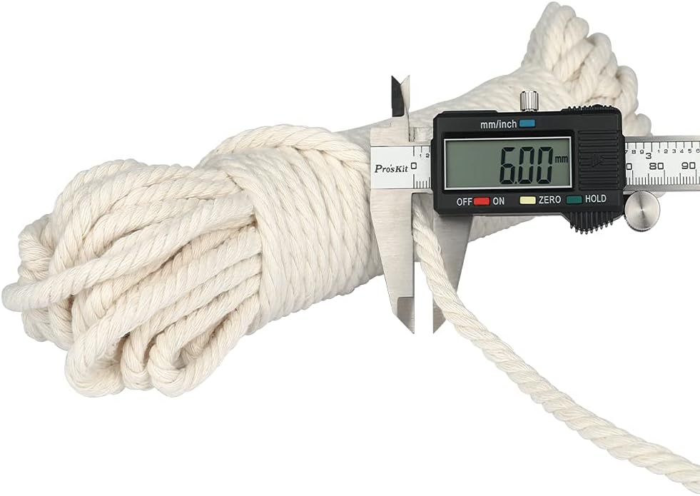 1/4Inch Cotton Rope - 6mm x 65Ft White Macrame Cord, 4Ply Clothesline Ropes for DIY Crafts, Outdoor, Nautical, Toys — image 2
