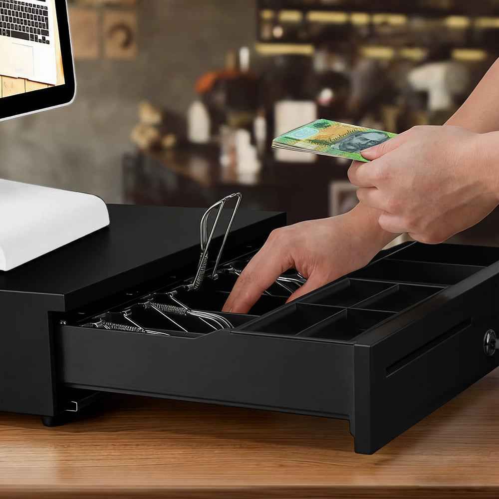 Heavy Duty Metal Cash Drawer, 5 Note&6 Coin Trays,Black(40.5x42x11.2cm) — image 4