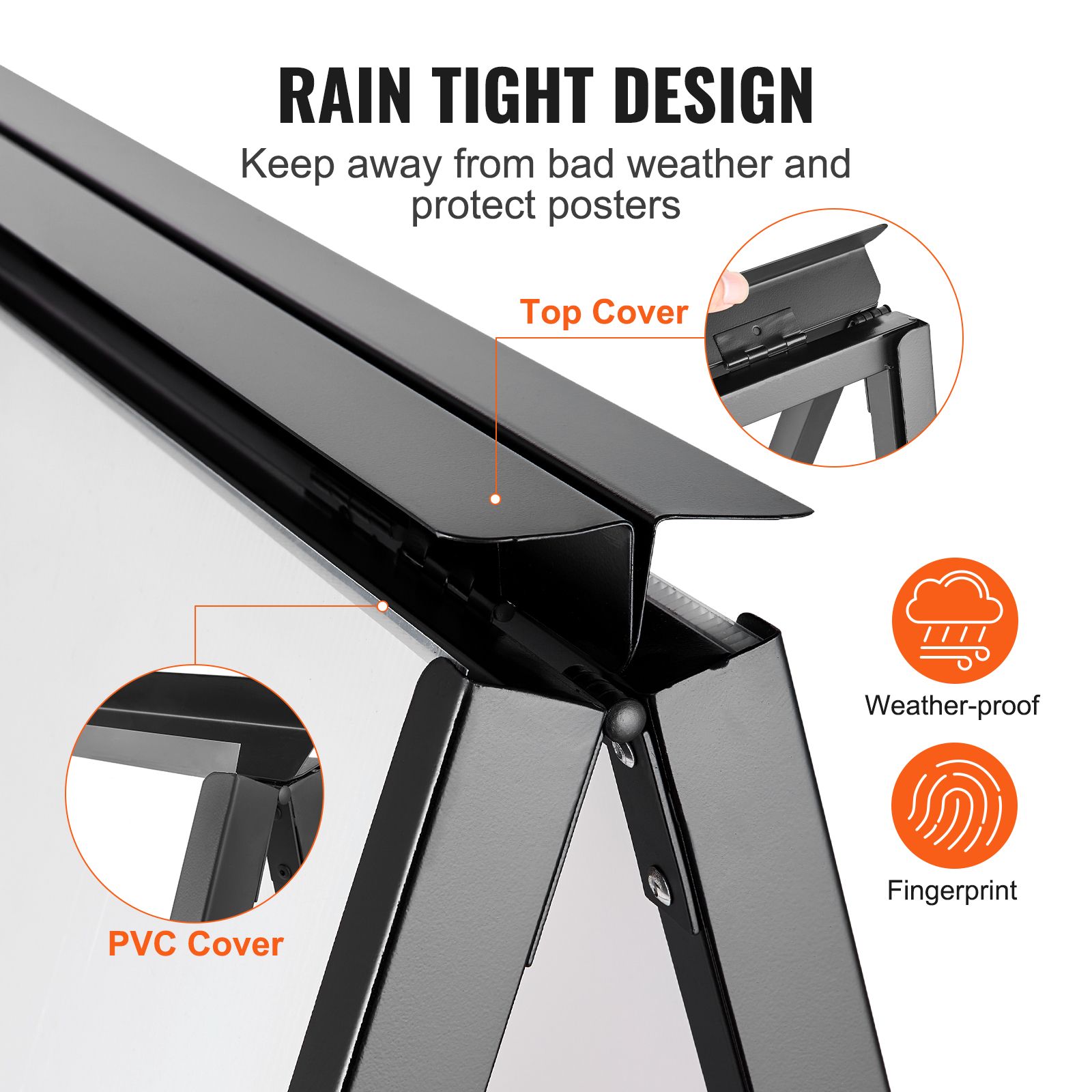 A Frame Sidewalk Sign, 61x91cm Heavy Duty Slide-in Signboard Holder, Double-Sided Folding Sandwich Board Signs, Steel Pavement Sign Poster for Outdoor Business — image 4