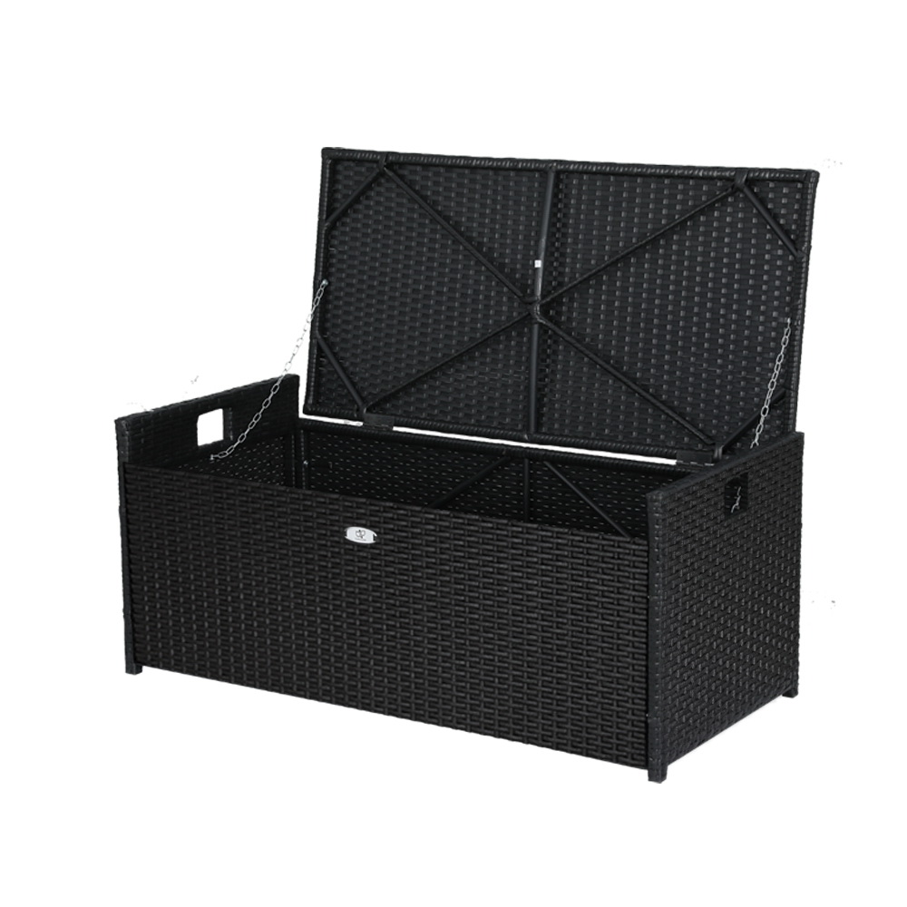 Gardeon Outdoor Storage Bench Box Wicker Garden Sheds Tools Cushion Patio Furniture Black โ image 3
