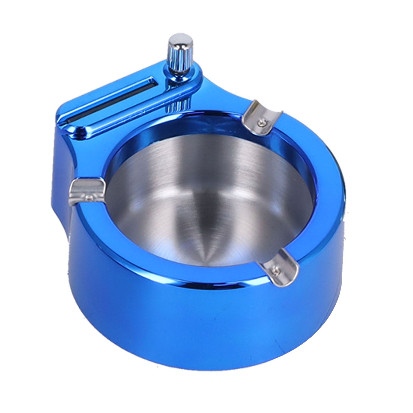 Cigarette Ashtray Stainless Steel Match Lighter Cigarette Ashtray for Home Office DecorationBlue — image 4