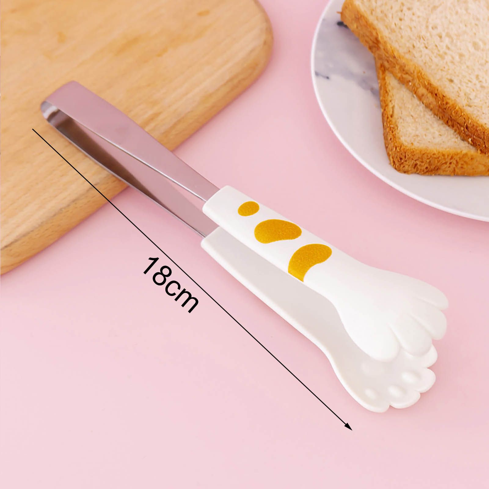 Kitchen Cooking Tong Cute Cat Paw Shape Stainless Steel Small Salad Barbecue Food Tong White M โ image 6