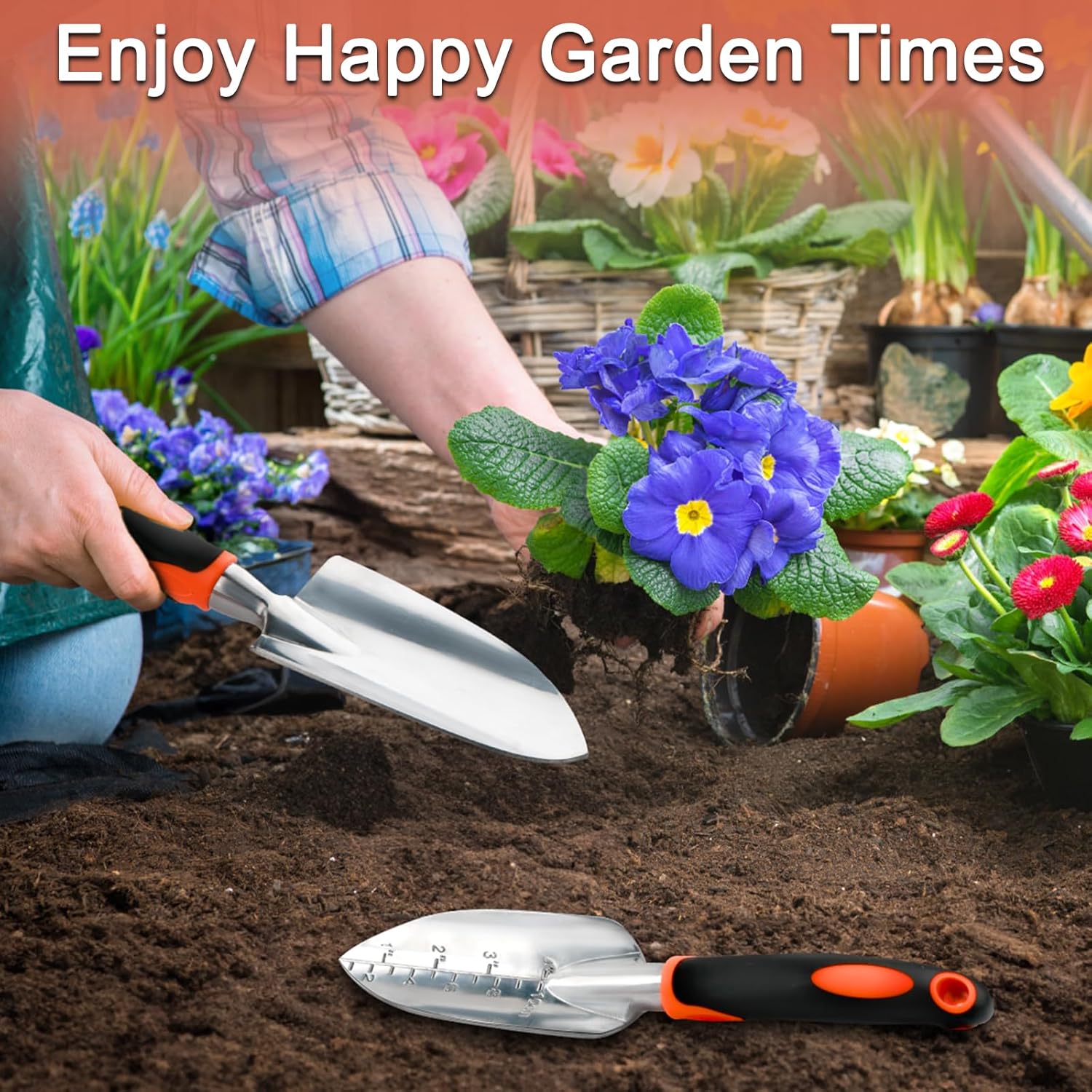 Garden Shovel Trowel Garden Tool Set, 2 Pack Heavy Duty Gardening Tools Set Include Wide Garden Trowel, Hand Shovel with Measurement Mark, Small Shovels for โ image 6