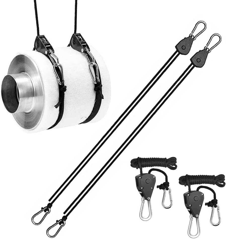 16pcs Heavy Duty Adjustable Lifting Pulley Ratchets Rope Clip Hanger Lanyard Strap with Aluminium Carabiners Internal Gears for Hanging Fixtures Reflectors โ image 5