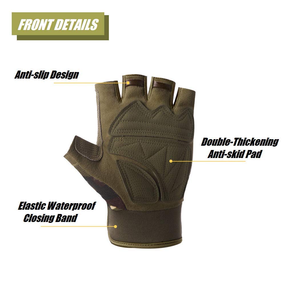 Tactical Fingerless Gloves with Knuckle Protection – Breathable Outdoor Gloves for Shooting, Hunting, Cycling, and Training (Yellow Camouflage,XL) — image 4
