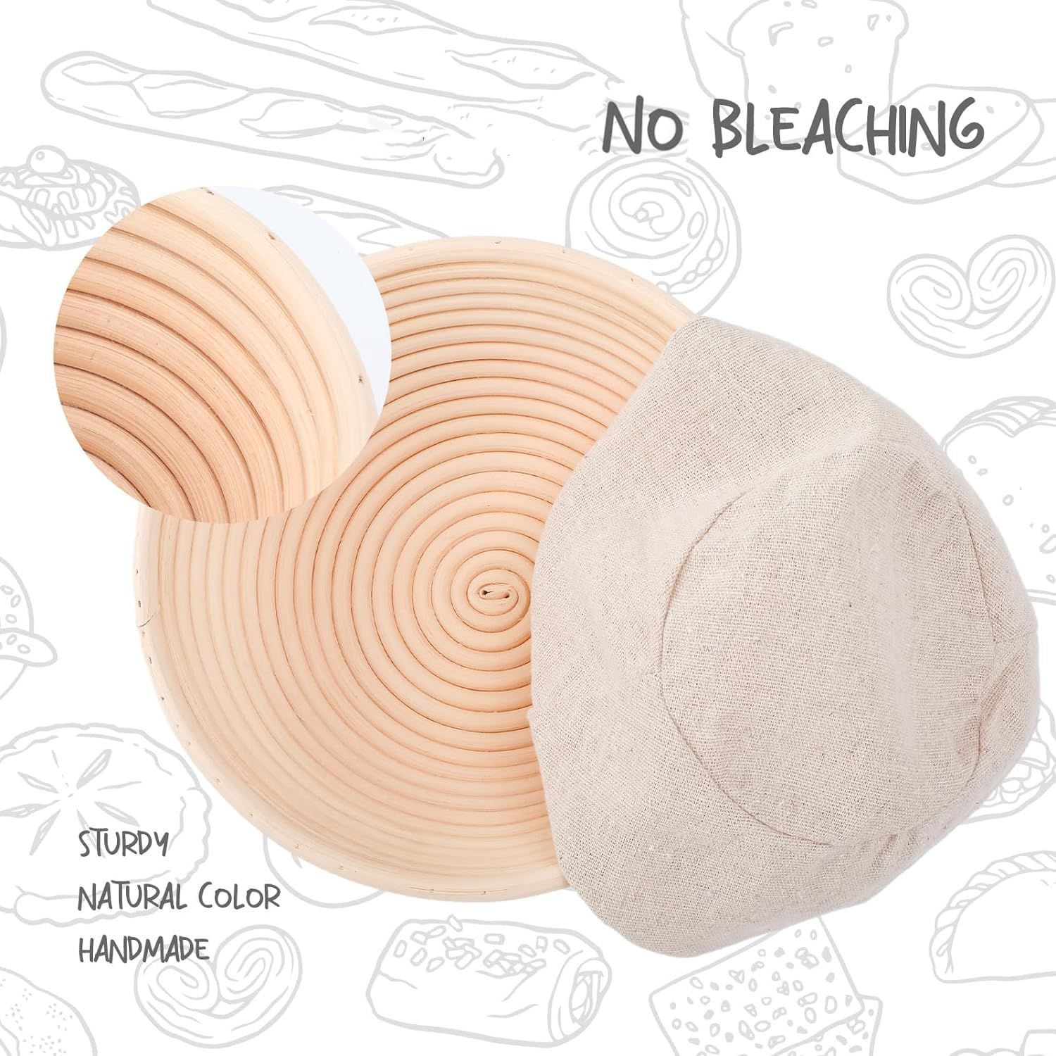Bread Proofing Baskets Round Dough Proofing Bowls w/Liners Perfect for Home Sourdough Bakers Baking — image 5