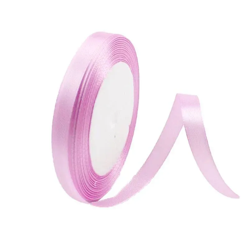 10mm Width Satin Hair Ribbon Wedding Party Decoration Gift Banquet 5m - Pink Purple