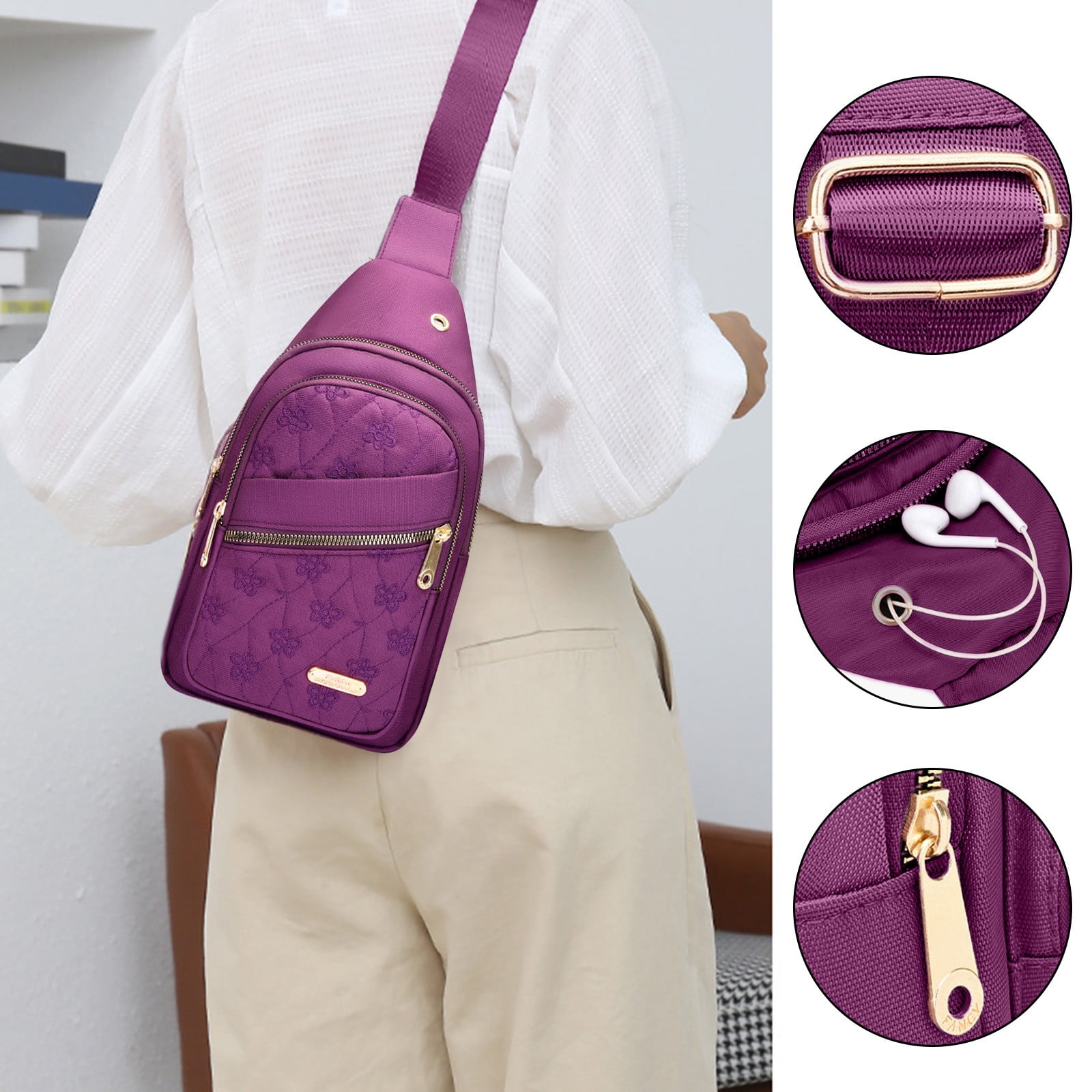 Sling Bag for Women, Crossbody Sling Backpack Small Sling Bag Multipurpose Crossbody Shoulder Bag Travel Hiking Backpack, Sling Bag for Men #5-Purple — image 4