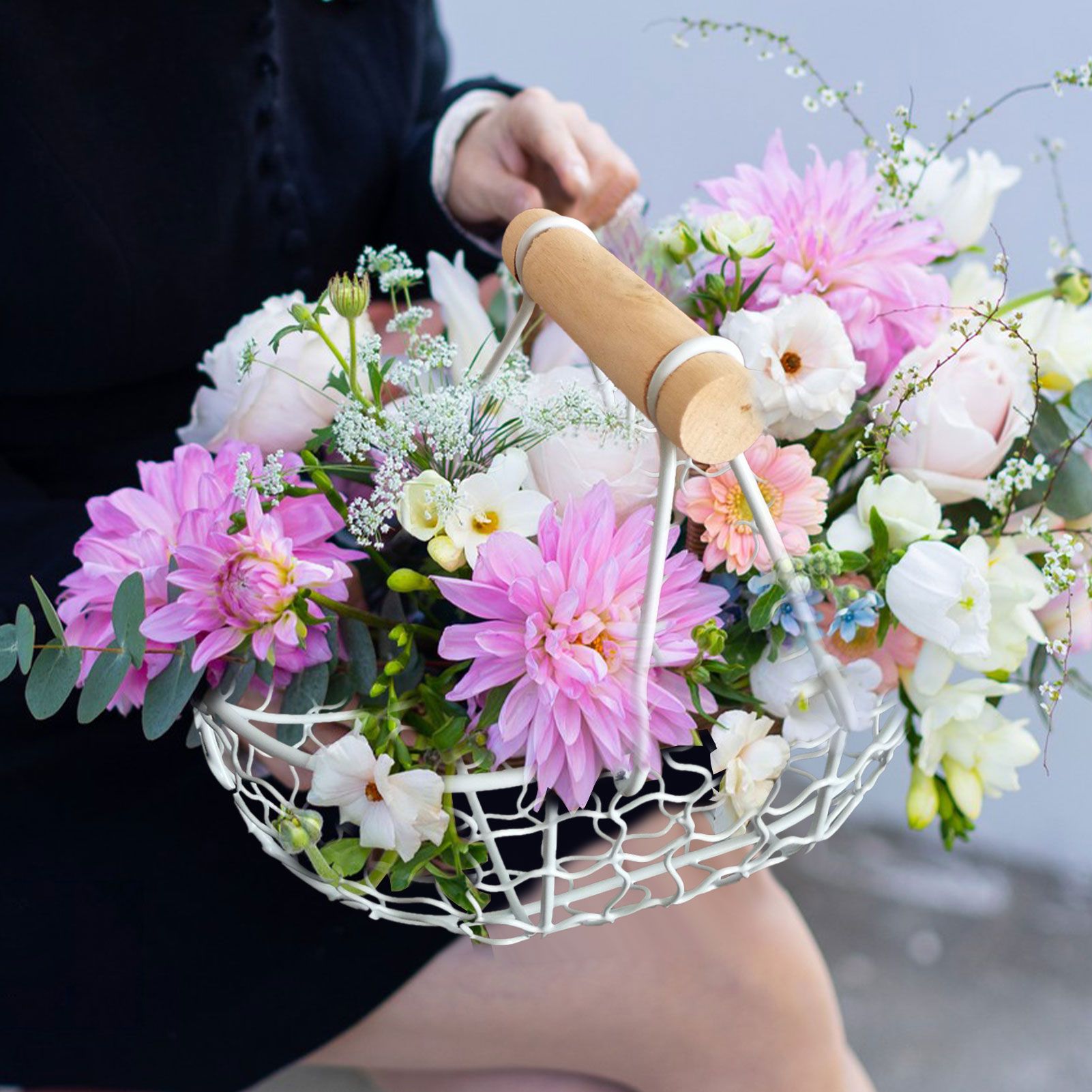 2pcs Flower Girl Basket Wedding Flower Baskets Metal Baskets Home Decor — image 3