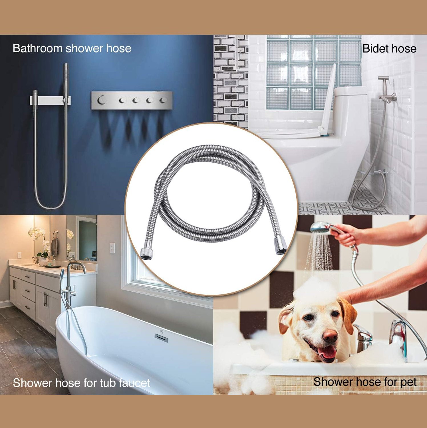3m Stainless Steel Shower Hose Silver — image 4