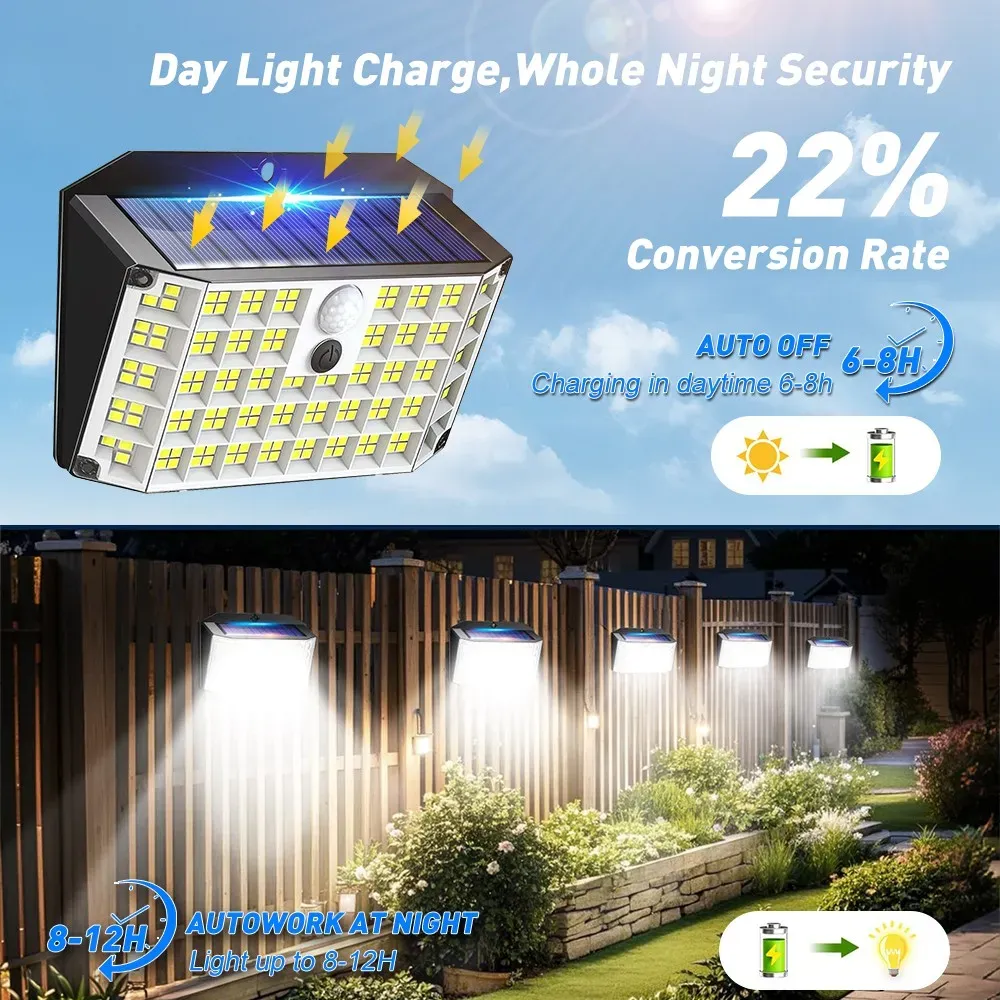 6 Pack Black Solar Motion Sensor Lights Outdoor Security Lamp 2000LM IP65 โ image 6
