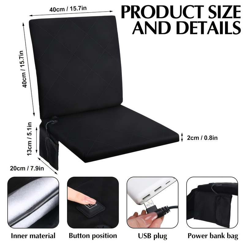 Portable Heated Foldable Seat Cushion with USB Power — image 6