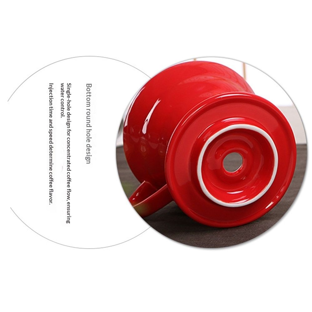 Pour Over Coffee Maker, Single Cup Coffee Dripper, Manual Porcelain Slow Brewing Accessories for Travel, Camping, Office, Home, Cafe, Coffee Gifts (Red — image 5