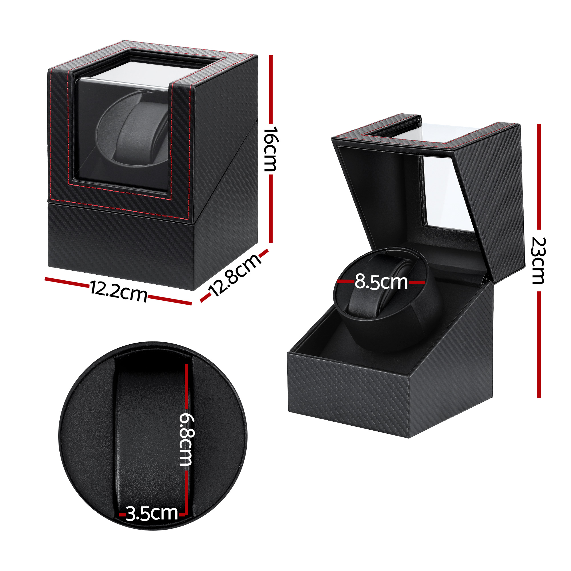 Embellir Watch Winder Box Automatic Single Quiet Carbon Fibre Black — image 2