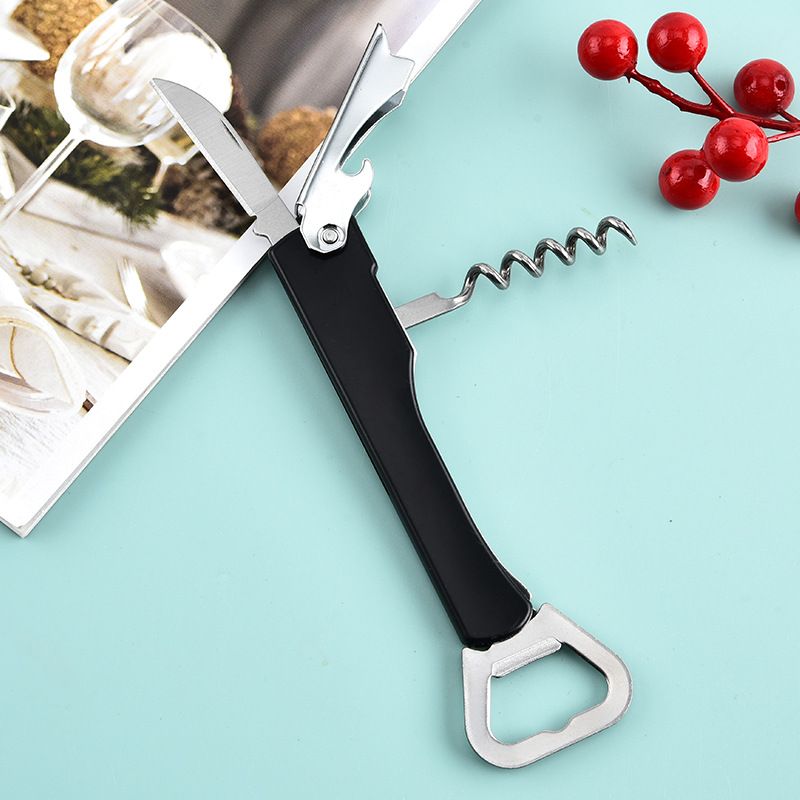 Multi-Use Bottle Opener, black Helpful Gadgets for Elderly Home Steel Beer Wine Opener Stainless Opener Household Can Kitchen — image 2