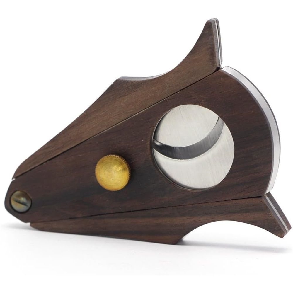 2 pcs Cigar Cutter Lock System Wood Stainless Steel Double Cut Blade Cigar Guillotine Cutter Bat Sandalwood Noodles — image 2