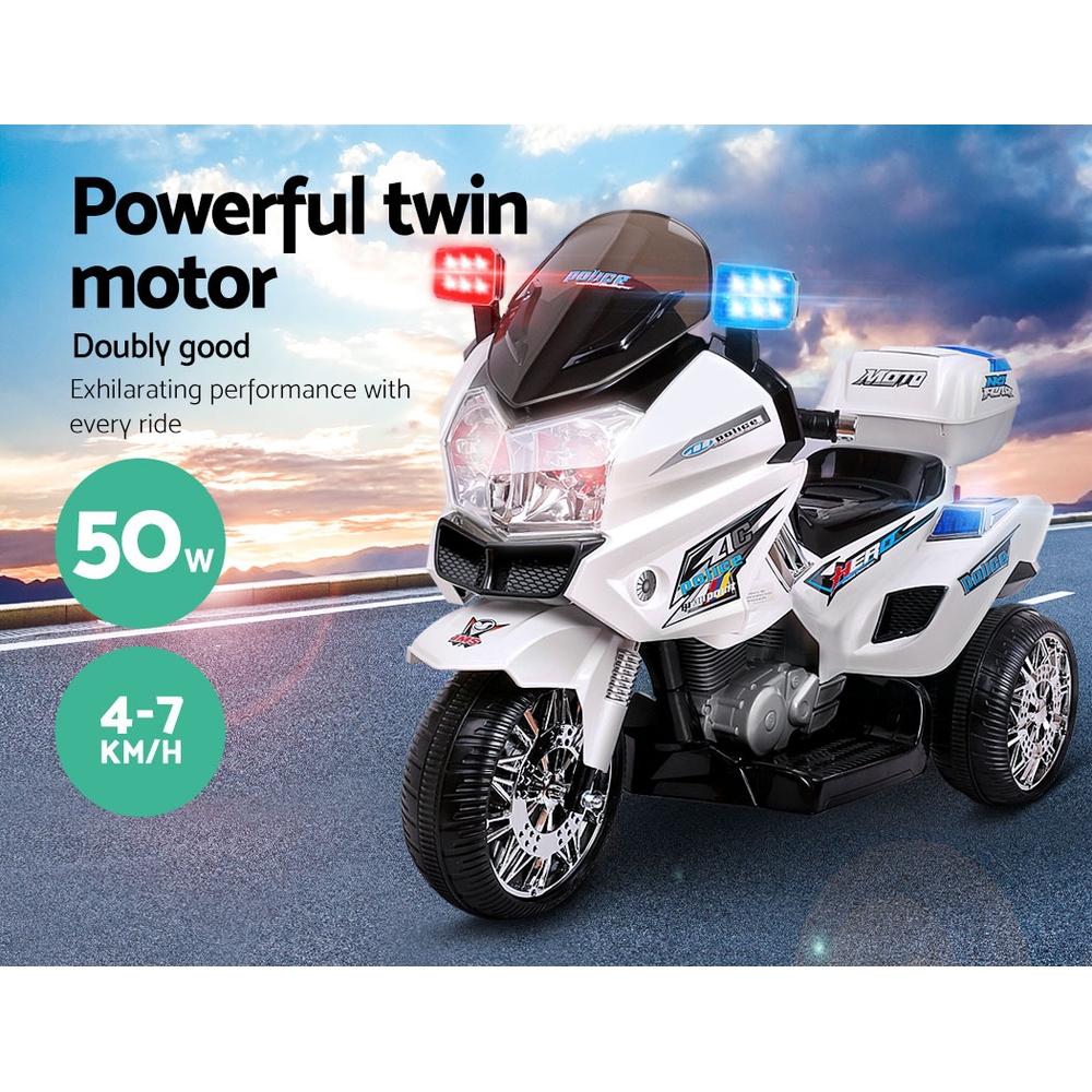 Rigo Kids Electric Ride On Patrol Police Car BMW-Inspired S1K 6V Battery White โ image 3