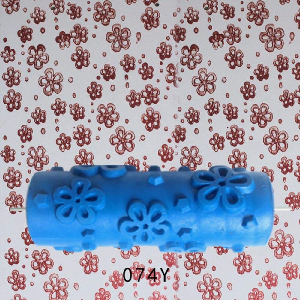 5 pcs 5'' Rubber Embossed Flower Pattern DIY Paint Roller Sleeve Decorative Texture Roller for Wall Painting Machine — image 2