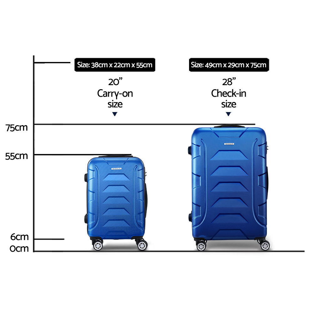 Wanderlite 2Set 20-28 Inch Luggage with TSA Lock Spinner Carry On Hard Shell Travel Suitcase Luggage Case Blue โ image 2