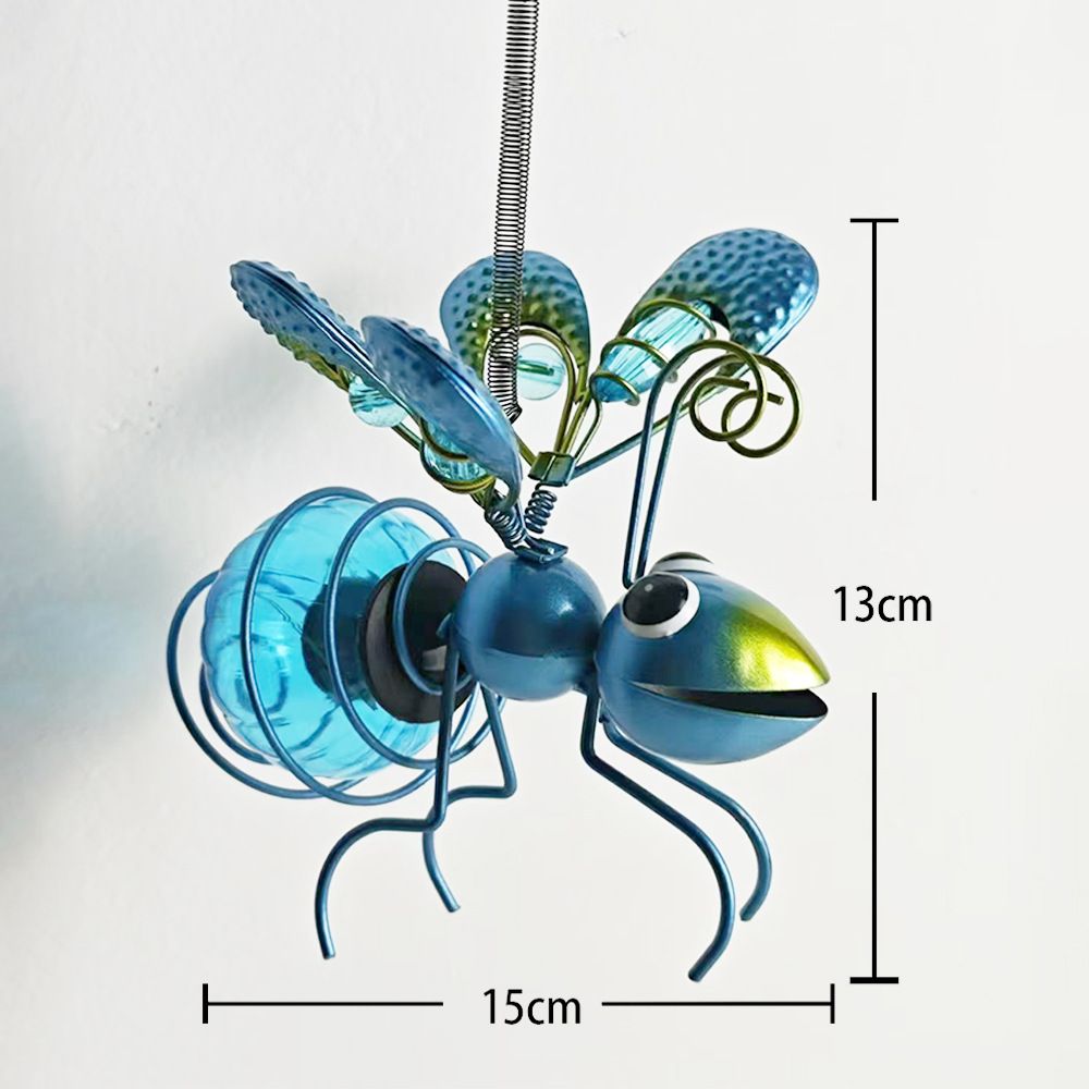 2pcs Solar-Powered Hanging Bee Light - Metal LED Outside Bugs with Bouncy Springs - Solar Fairy Lights for Outside Garden Decor Backyard Balcony Porch Spring — image 2