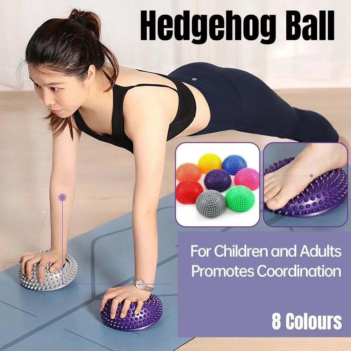 Spiky Massage Ball PVC Half Round Yoga Exercise Foot Hand Cushion - Yellow — image 2