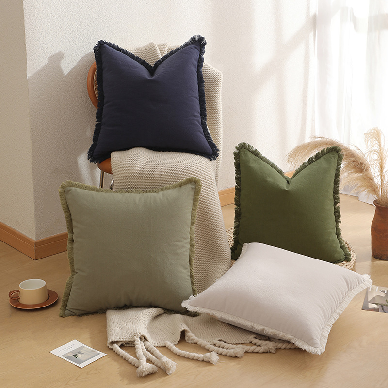 Beige 2 Pack Bohemian Tassel Pillowcases Soft Washed Cotton Cushion Covers for Living Room Sofa Elegant Decor Solution for Local Standard Home — image 2