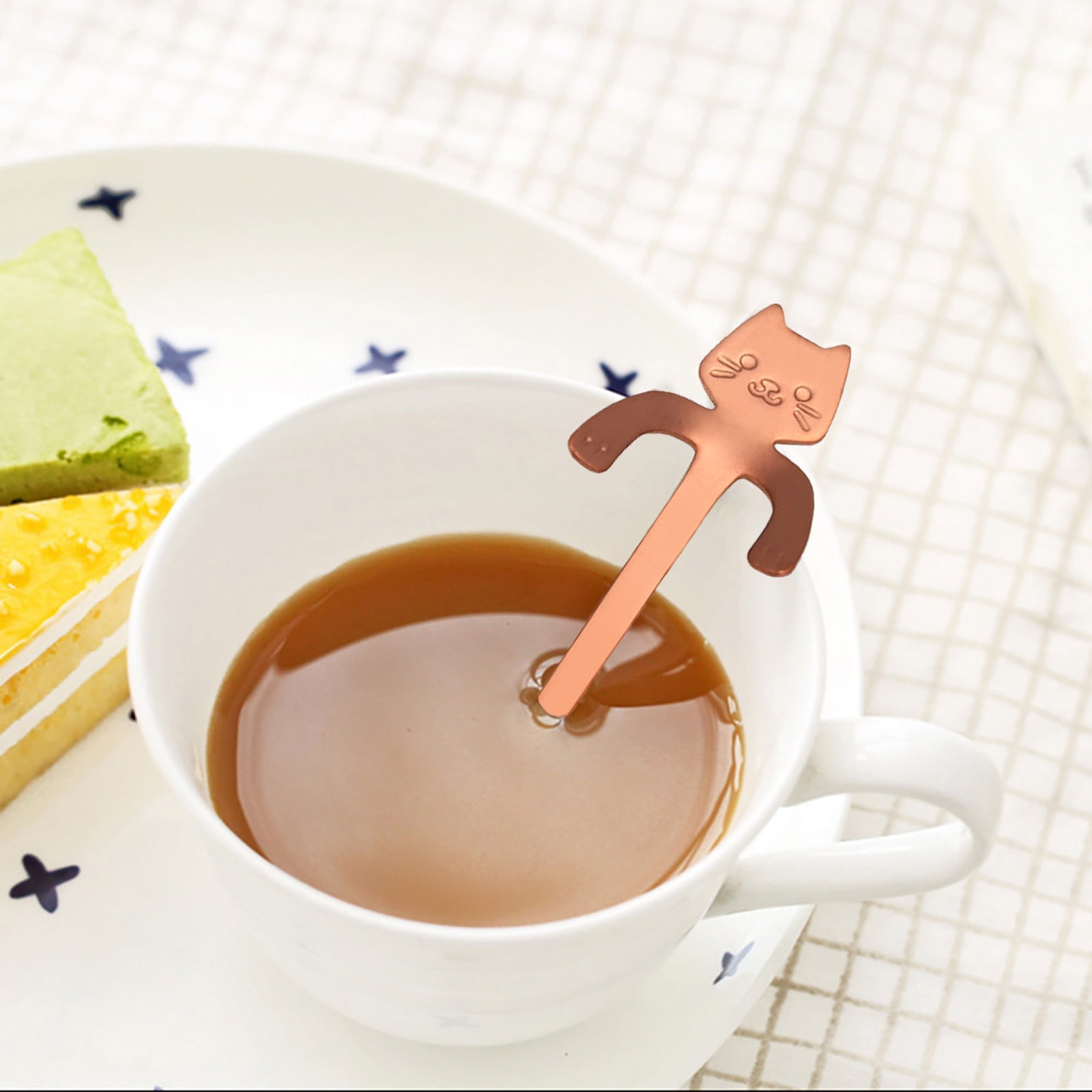 1 Piece Stainless Steel Cat Spoon, Short Handle Coffee and Dessert Spoon for Tea, Hot Chocolate and Kitchen Use, Rose Gold — image 5