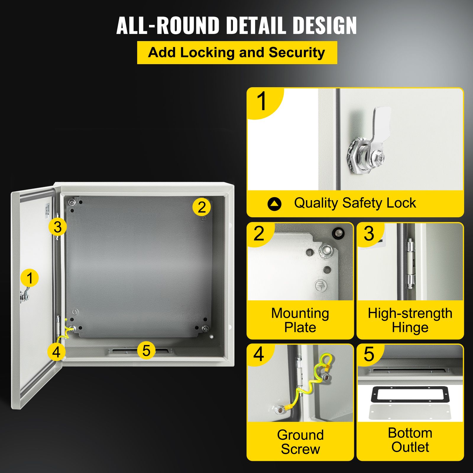 NEMA Steel Enclosure, 20 x 6/'/' NEMA 4X Steel Electrical Box, IP66 Waterproof & Dustproof, Outdoor/Indoor Electrical Junction Box, with Mounting Plate โ image 5