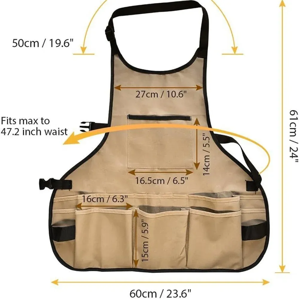 Garden Apron for Men and Women with 14 Pockets, Gardening Tool Work Apron for Barbers, Bartenders and Gardeners — image 3