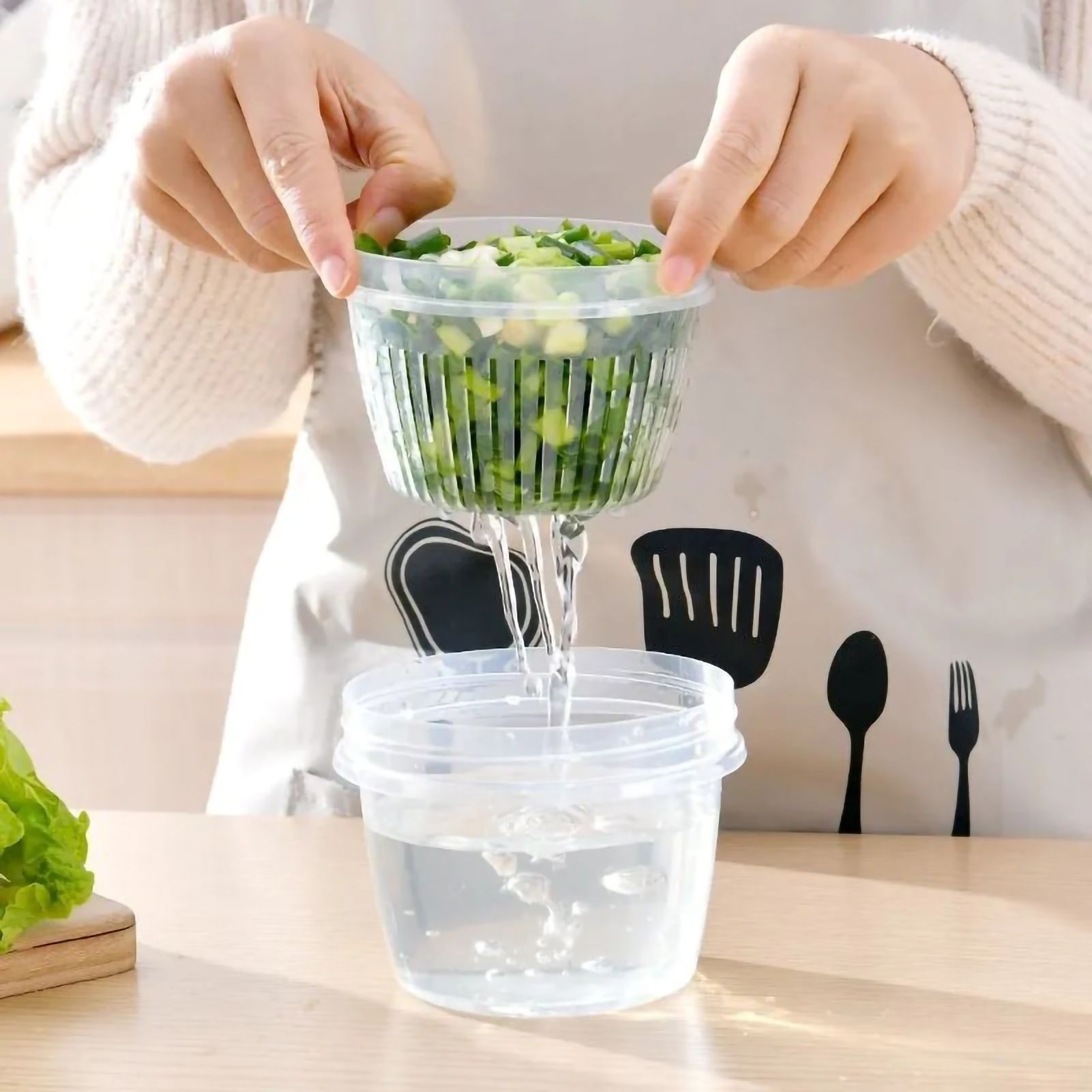 Kitchen Storage Containers Small Drain Basket Kitchen Drain Sealed Box Refrigerator Organizer Containers with Lid โ image 2