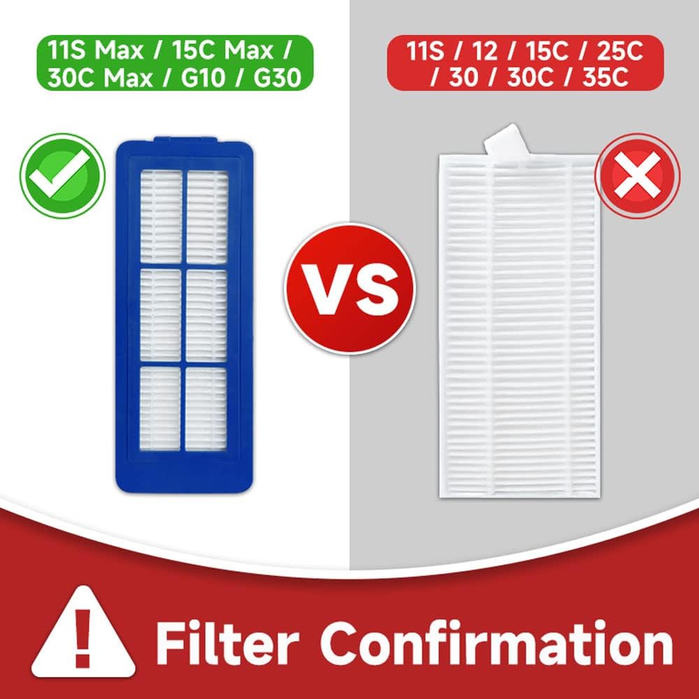 Spare Accessories Compatible for eufy 11S Max, 30C Max, 15C Max, G32 Pro, Robotic Vacuum Replacements: 1 Roller Brush 6 Side Brushes 5 Unibody Filter ??? or — image 4