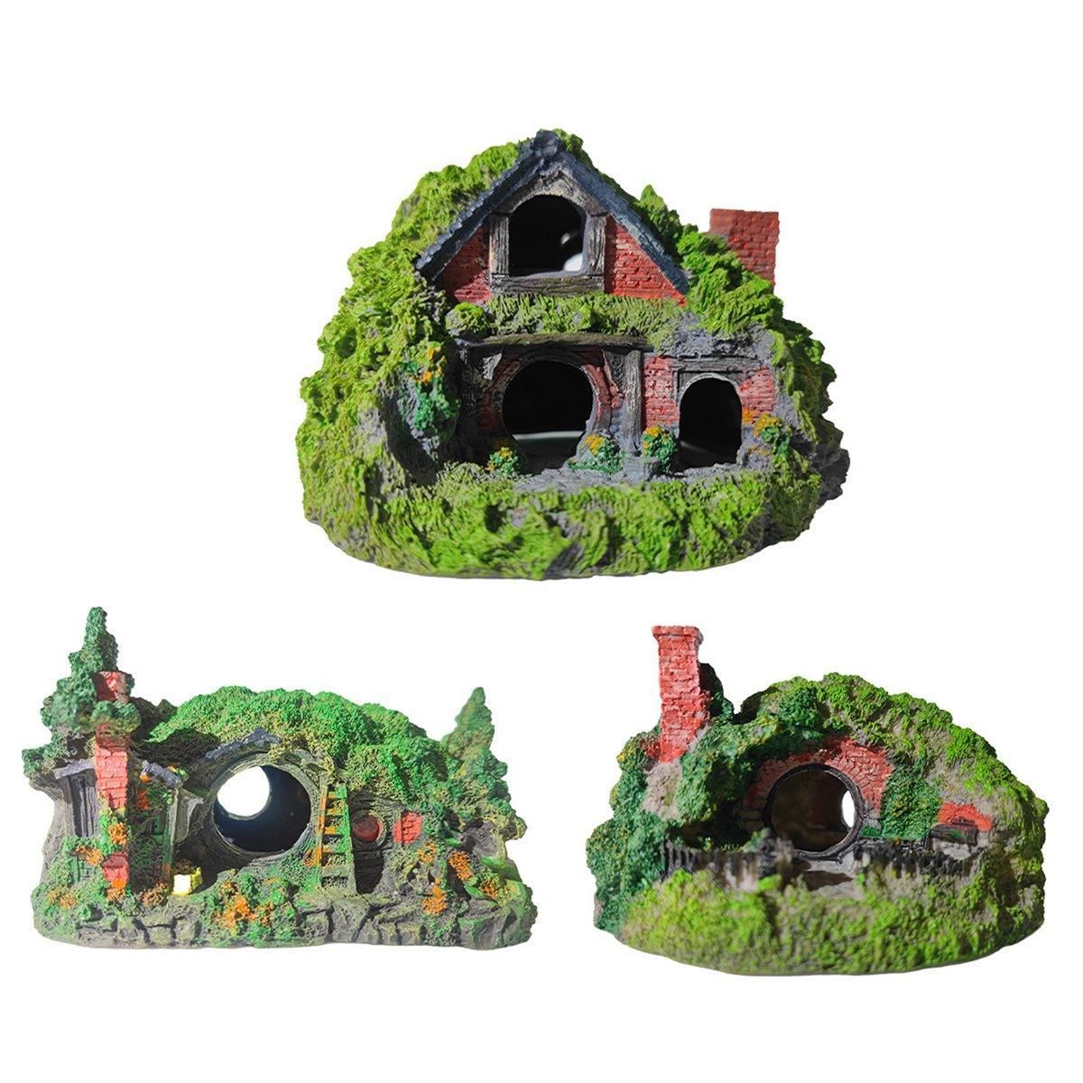 Resin Grass House Aquarium Ornament Natural Fish Tank Decoration Hideaway - A โ image 3