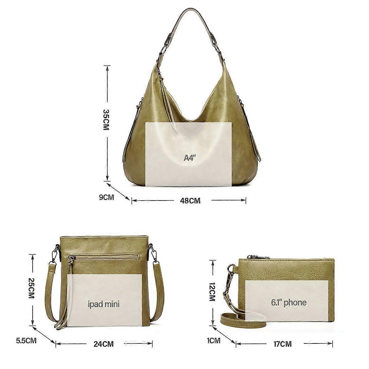 Women's Soft Leather Tote Bags 3pcs Fashion Handbag Wallet Shoulder Purse Set โ image 4