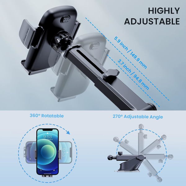 Car Phone Holder [Military Suction] Car Phone Holder 360° Suction Cup Fixed Car Phone Dashboard Portable Car Holder Universal Car GPS_max — image 4