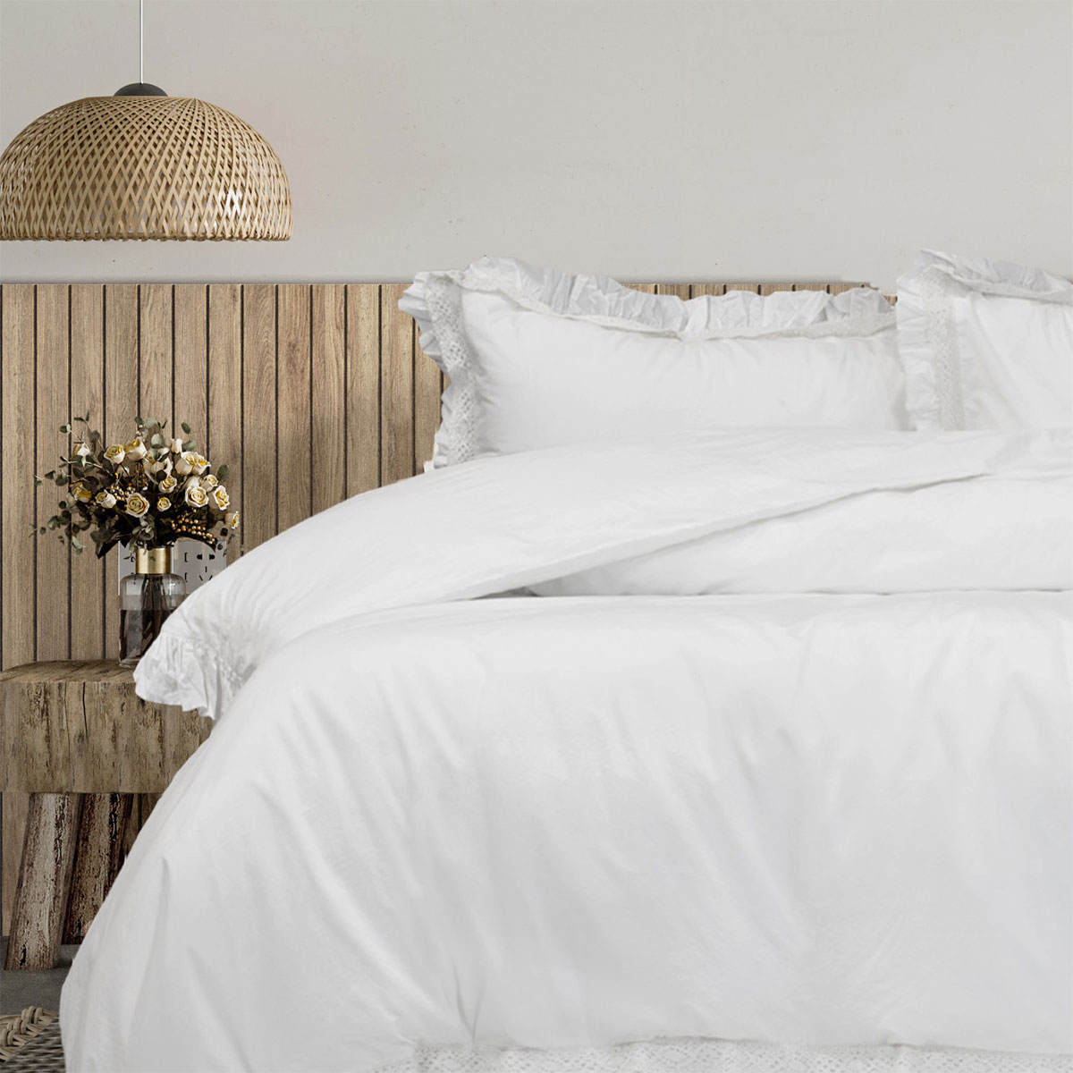 Algodon Adele White Cotton Ruffle Quilt Cover Set King โ image 3
