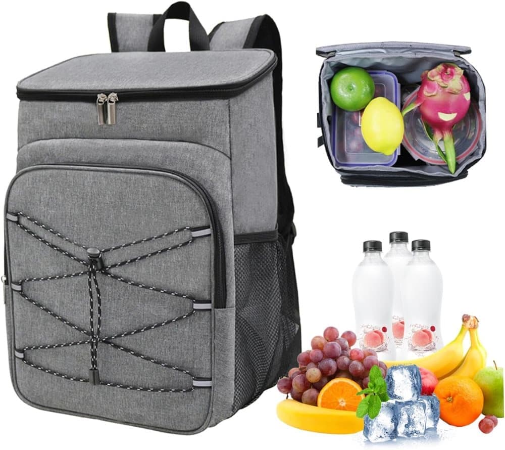 Insulated Backpack Cooler Bag Large Capacity Waterproof for Picnic Camping Lunch Grill, Gray โ image 5