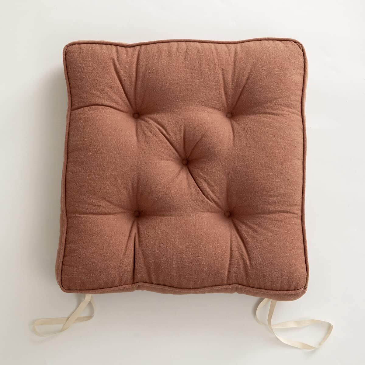 43 × 6cm Linen Cotton Thick Seat Cushion: Plush, Solid-Colour, for Office & Home Chairs, Aussie Comfort Essential(Amber Brown) — image 2